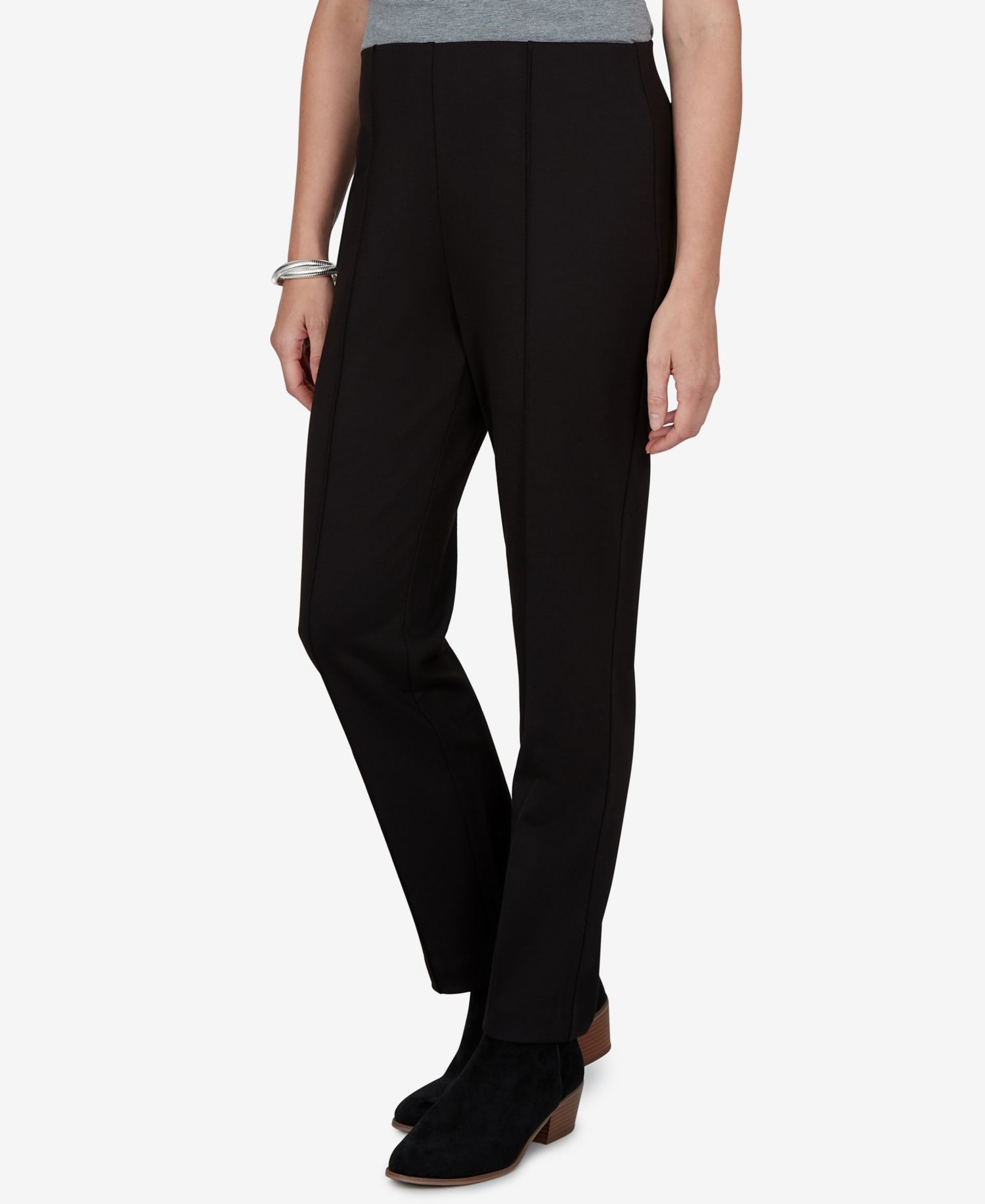 Petite Hollywood Pull-On Straight-Leg Mid-Rise Pants