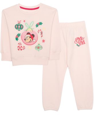 Toddler Girls' 12M-5T Minnie Mouse Holiday Fleece Sweatshirt and Jogger Pants, 2-Piece Set