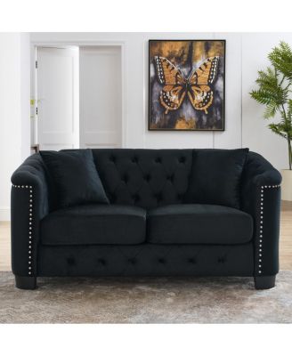 Modern Chesterfield 2-Seater Sofa with Nailhead Trim