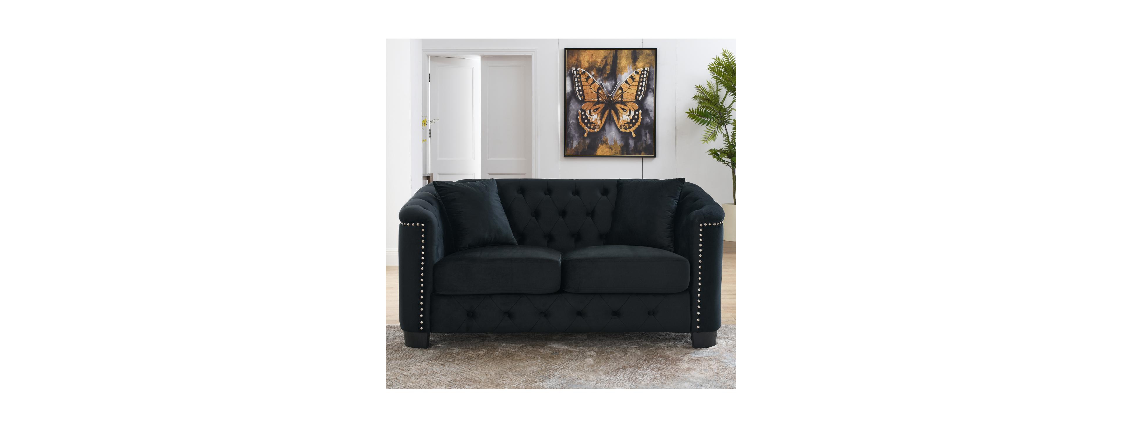 Streamdale Furniture Modern Chesterfield 2-Seater Sofa with Nailhead Trim