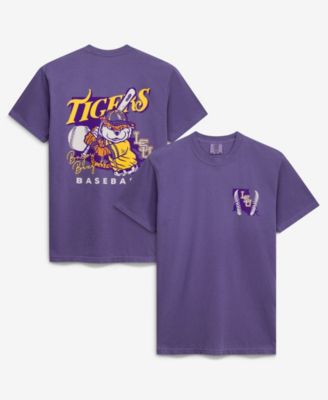 Men's  Purple LSU Tigers Drawn Mascot Baseball T-Shirt