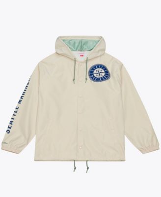 Men's Ichiro Suzuki Cream Seattle Mariners Full-Snap Yacht Rock Name & Number Hooded Coach's Jacket