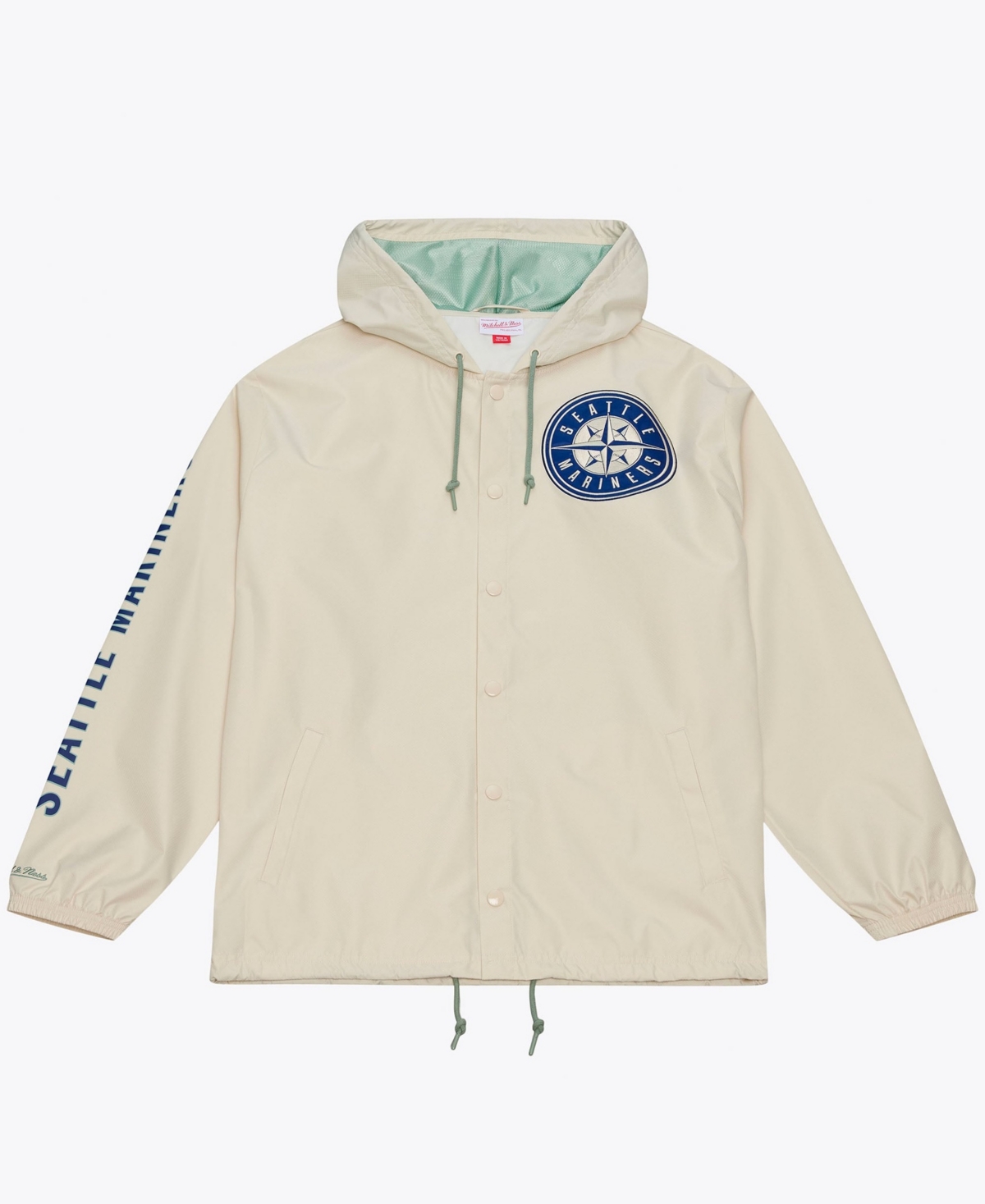 Mitchell & Ness Men's Seattle Mariners Yacht Rock Hooded Windbreaker Jacket - Cream