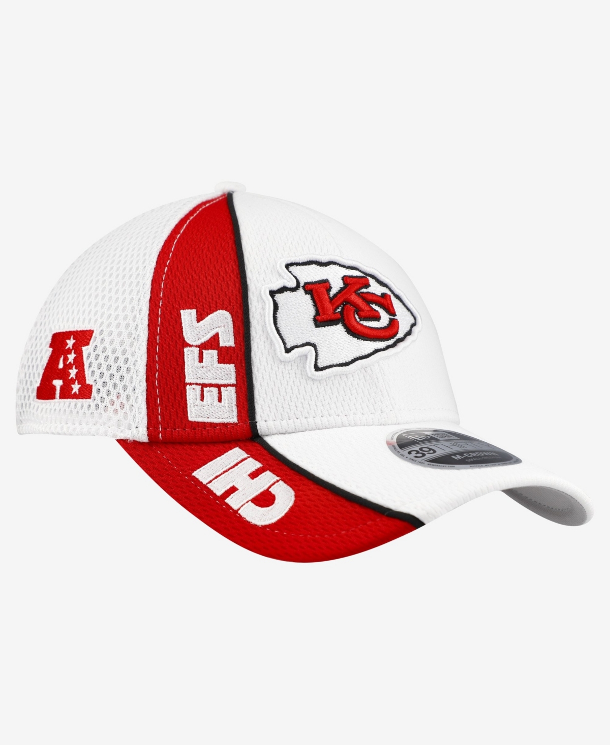 New Era Men's White/Red Kansas City Chiefs Dash 39THIRTY M-Crown Flex Hat - White