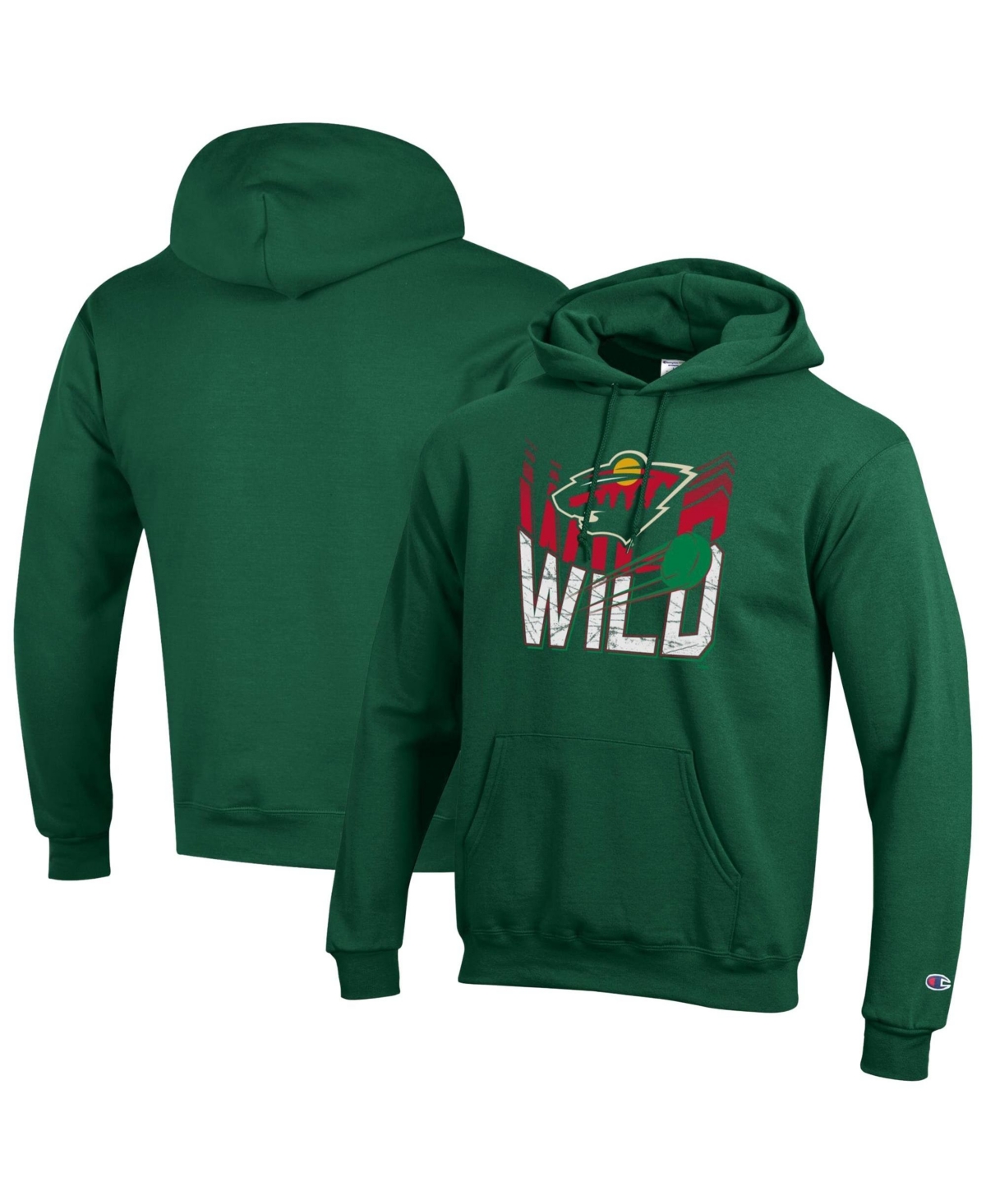 Champion Men's Minnesota Wild Graphic Pullover Fleece-lined Hoodie - Green
