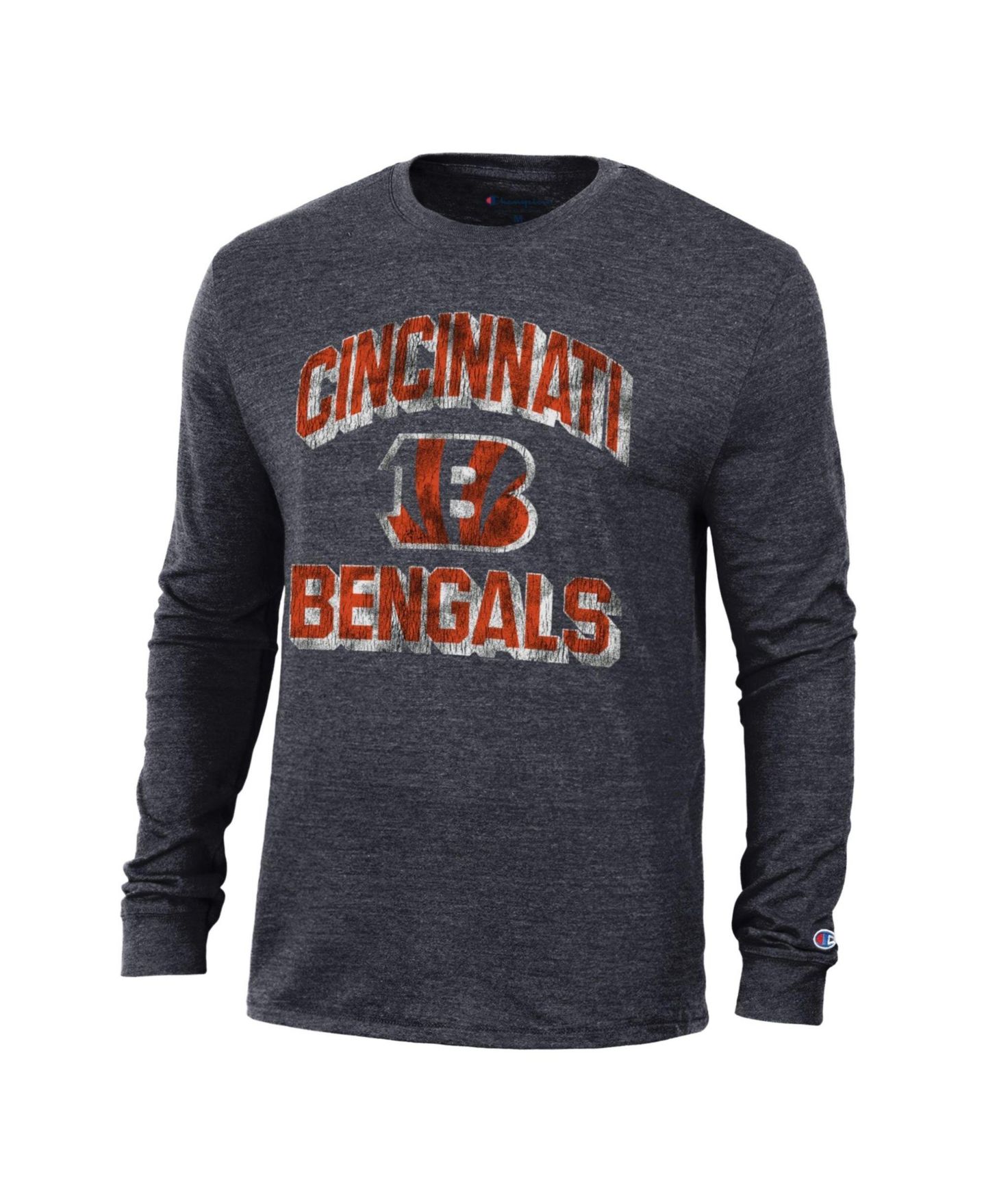 Мужская футболка Champion Black Cincinnati Bengals Ultimate Tri-Blend Long Sleeve — фото 2