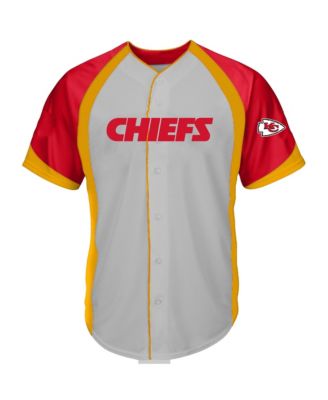Men's  Gray Kansas City Chiefs Big & Tall Button-Up Raglan Fashion Top