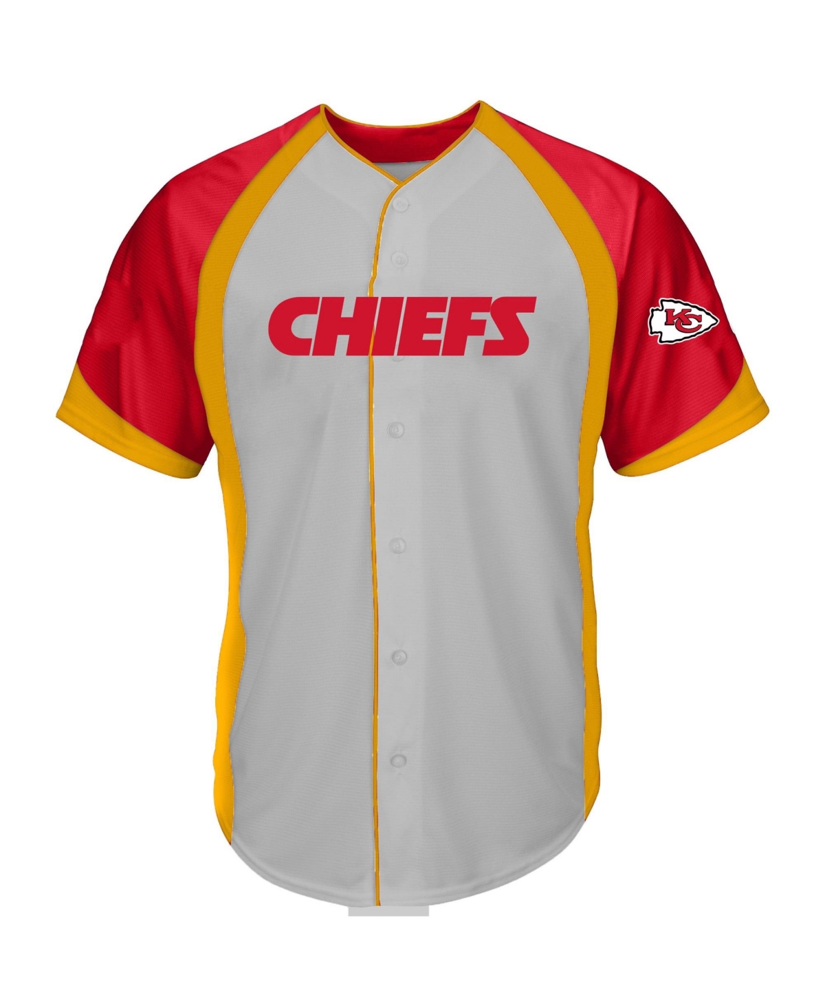 Men's Fanatics  Gray Kansas City Chiefs Big & Tall Button-Up Raglan Fashion Top