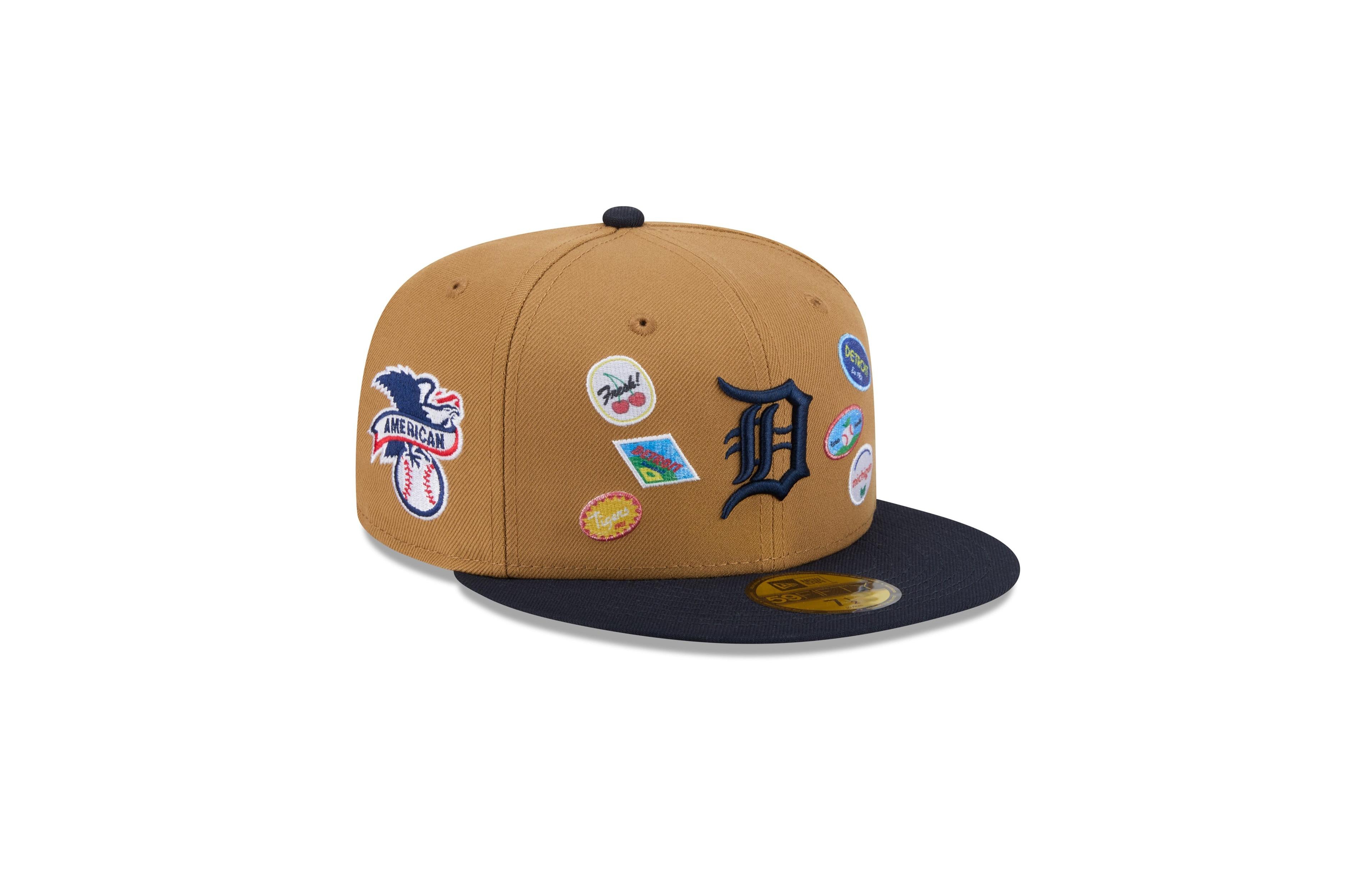 New Era Men's Tan Detroit Tigers Fruit Sticker 59FIFTY Fitted Hat