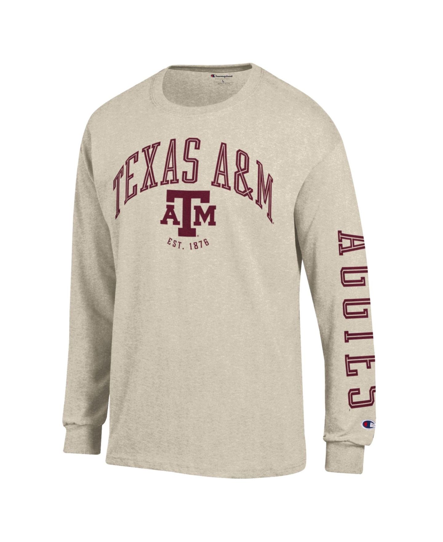 Мужская футболка Champion Heather Oatmeal Texas A&M Aggies Neutral Arch Long-Sleeve — фото 2