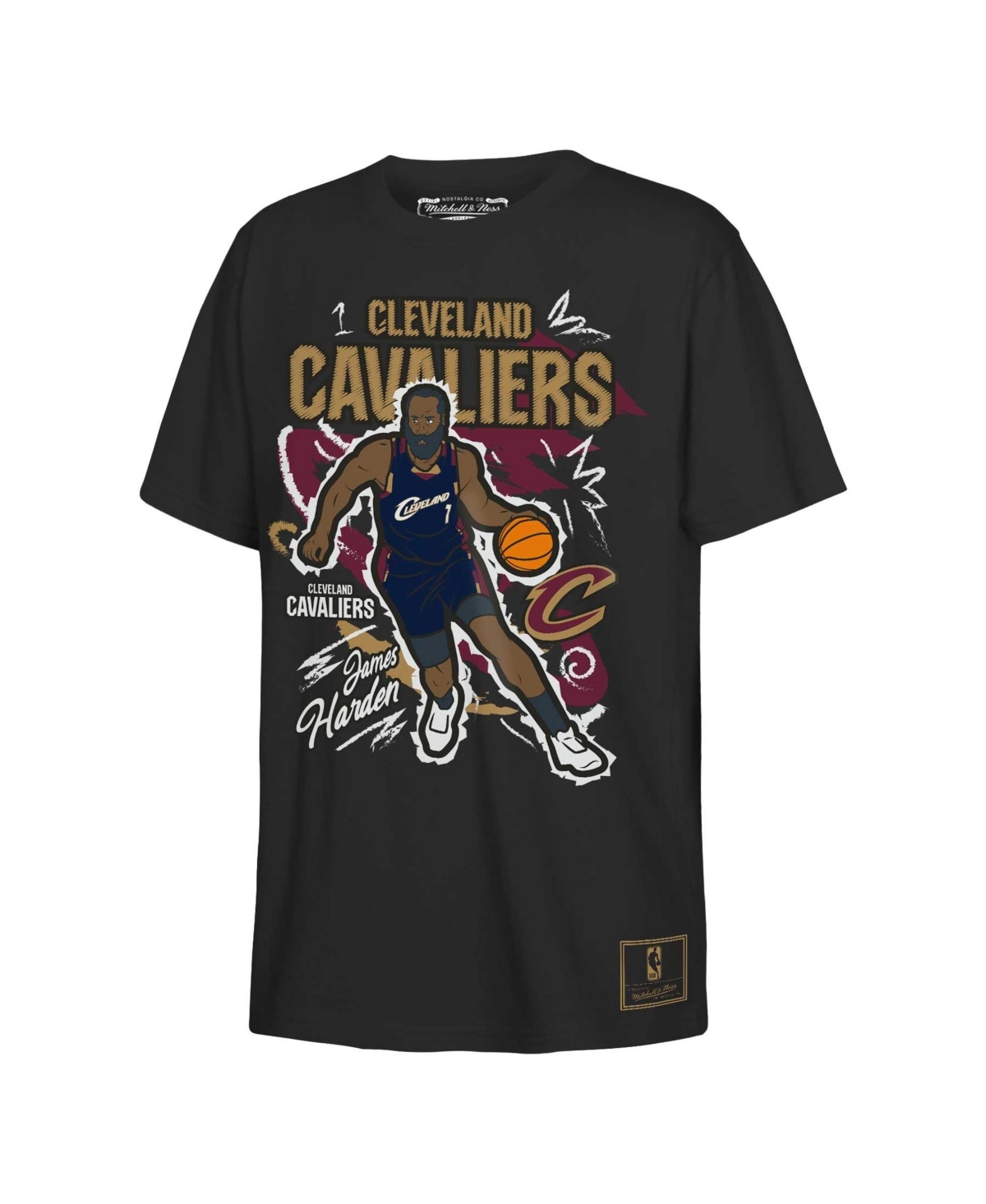 Mitchell & Ness Boys' 4-20 Cleveland Cavaliers Screen-Print Short-Sleeve Crewneck T-Shirt - Black