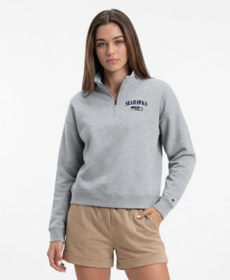 Women's  Heather Gray Seattle Seahawks Powerblend Quarter-Zip Sweatshirt