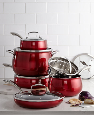 Belgique Red Translucent 11-Pc. Cookware Set, Only at Macy's