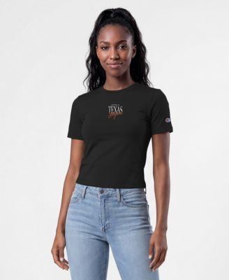 Women's  Black Texas Longhorns Athletic Soft-Touch Fitted T-Shirt