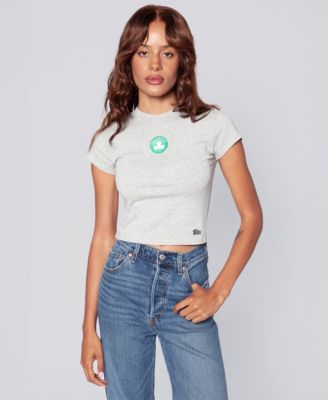 Women's  Gray Boston Celtics Small Logo Cropped Baby T-Shirt