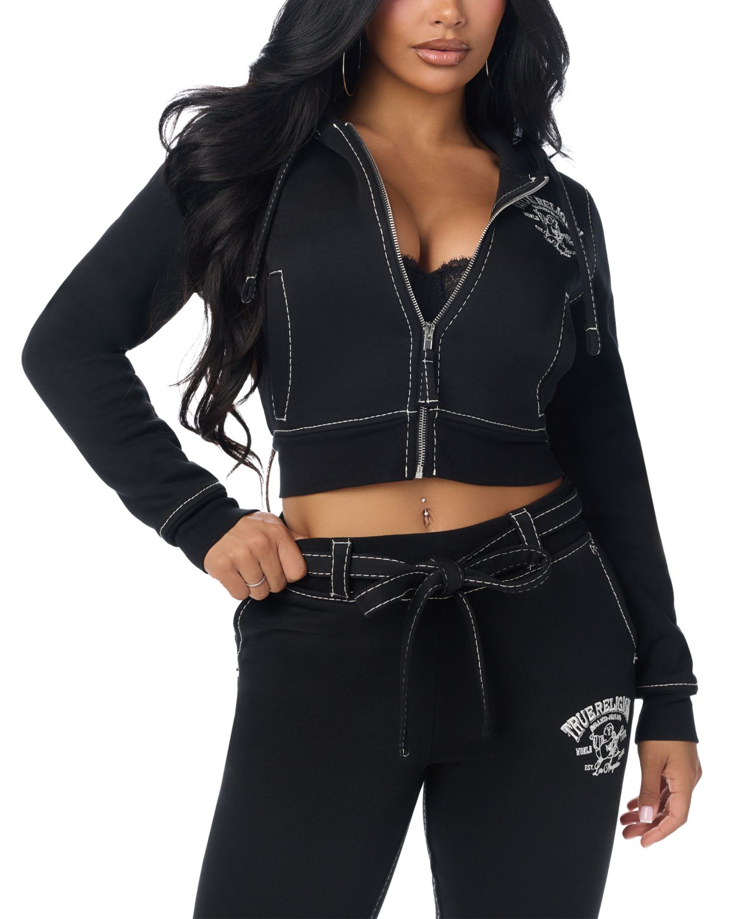 Juniors' Shrunken Cropped Full-Zip Long-Sleeve Hoodie