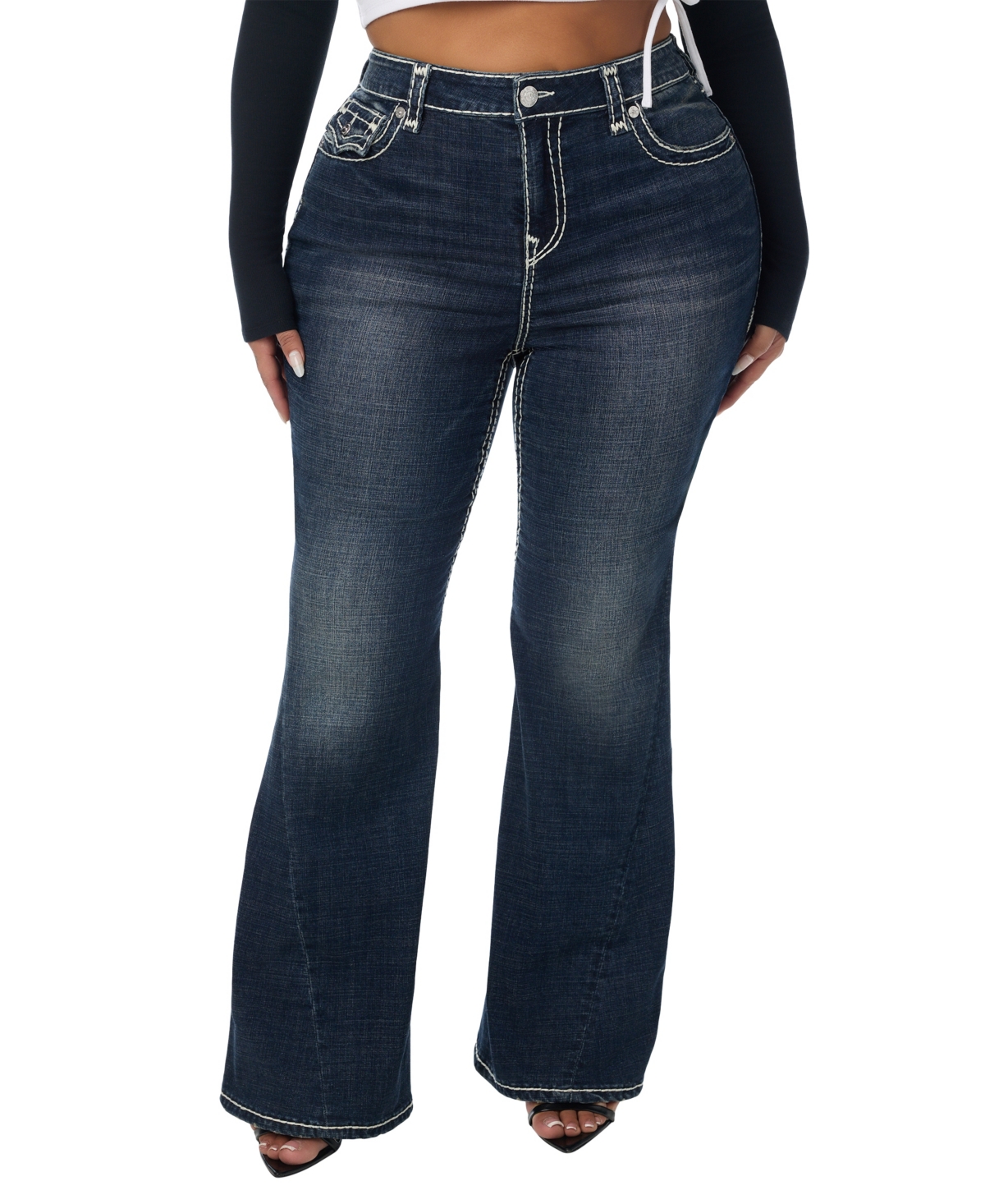 True Religion Women's Joey High-Rise Flare Medium-Rinse Jeans
