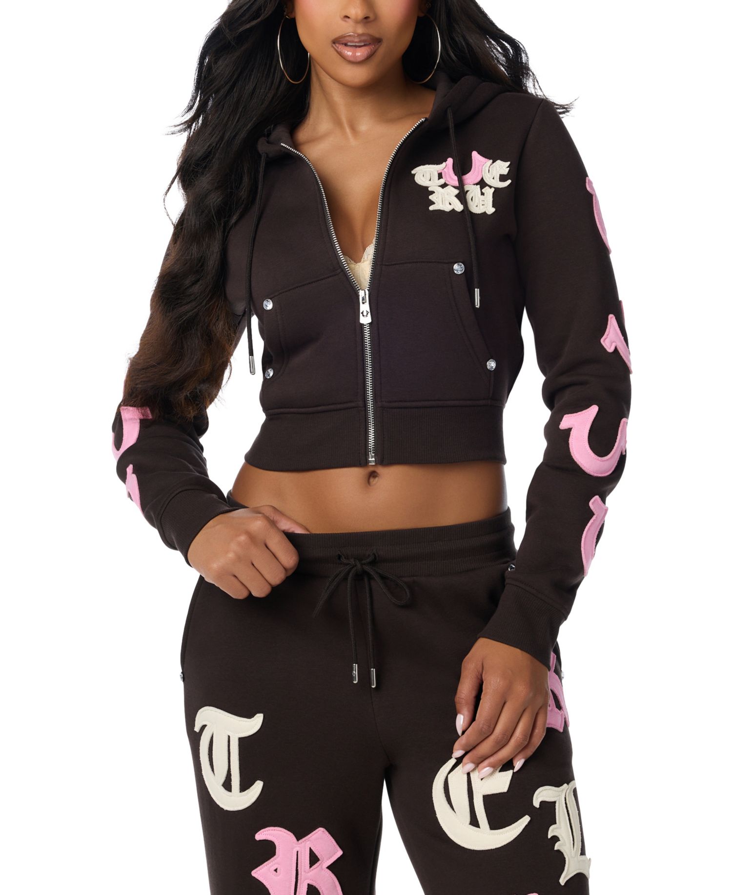 Women's Graphic Cropped Full Zip Hoodie