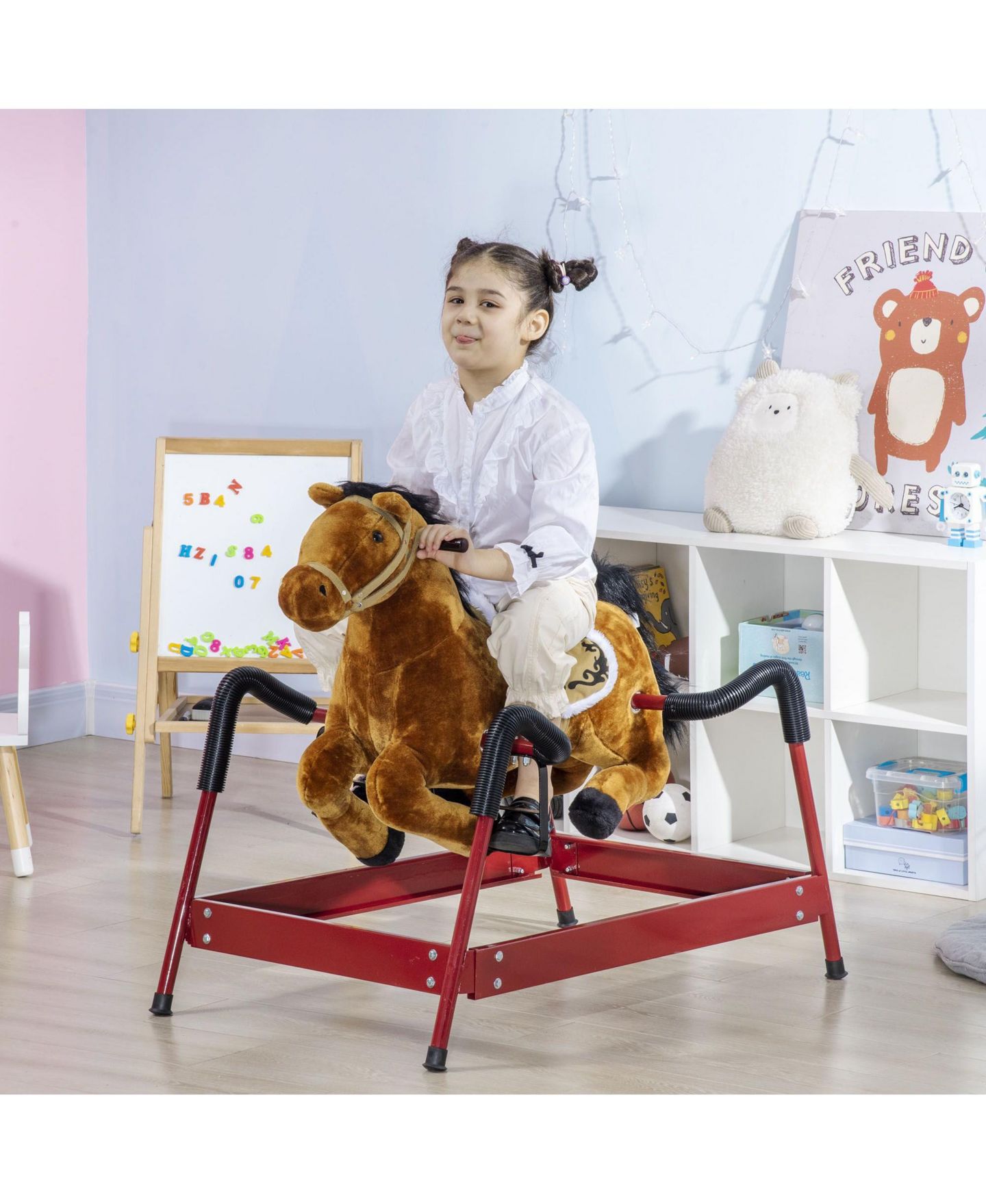 Детская игрушка SEVORLEY Rocking Ride-On Toy with Animal Sounds, Ages 5-12, цвет: Коричневый — фото 8