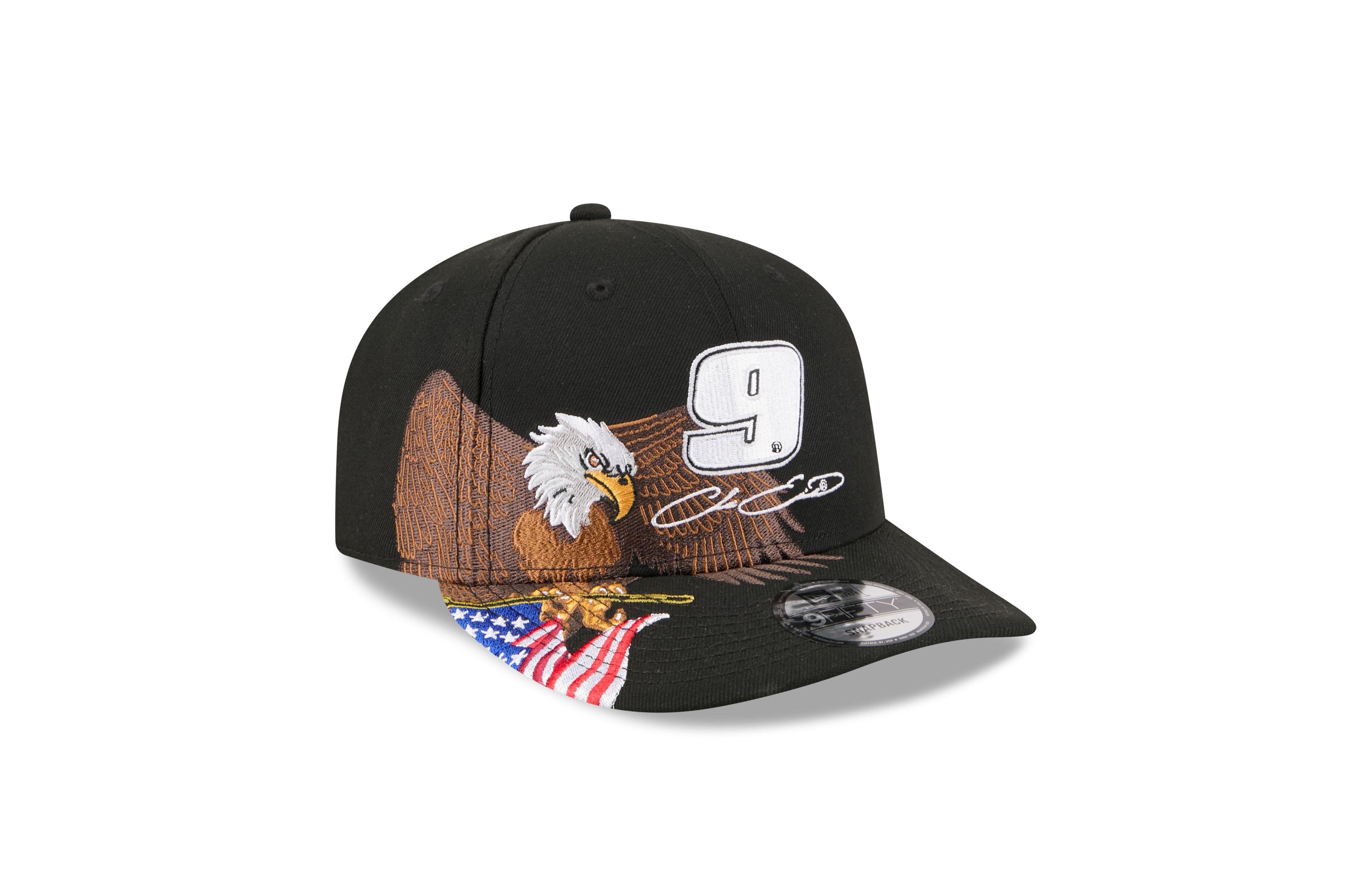 New Era Men's Black Chase Elliott Patriotic Eagle Flag A-Frame 9FIFTY Snapback Hat