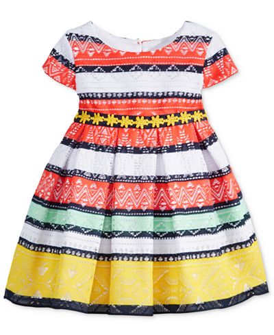 Sweet Heart Rose Mixed-Stripe Lace Dress, Baby Girls (0-24 months)