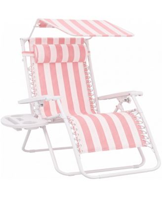 30" Extra Wide Folding Zero Gravity Patio Lounge Chair Canopy Shade