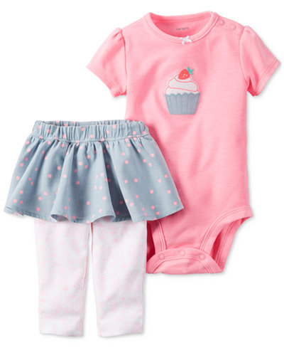 Carter's 2-Pc. Cupcake Bodysuit & Chambray-Tutu Leggings Set, Baby Girls (0-24 months)