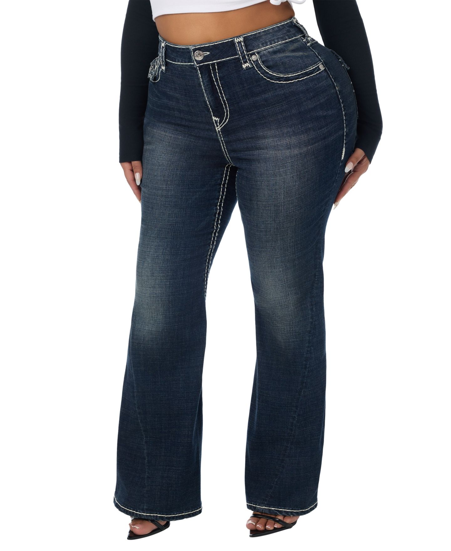 Женские джинсы True Religion Joey High-Rise Flare Medium-Rinse, цвет: True Bond — фото 2