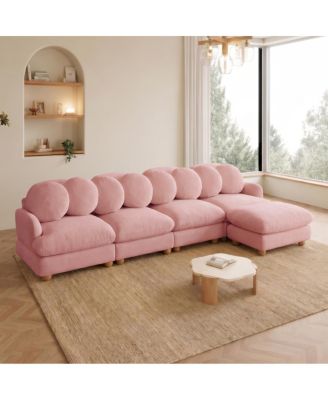  Large 5-Seat Chenille Modular Sectional Sofa with Ottoman