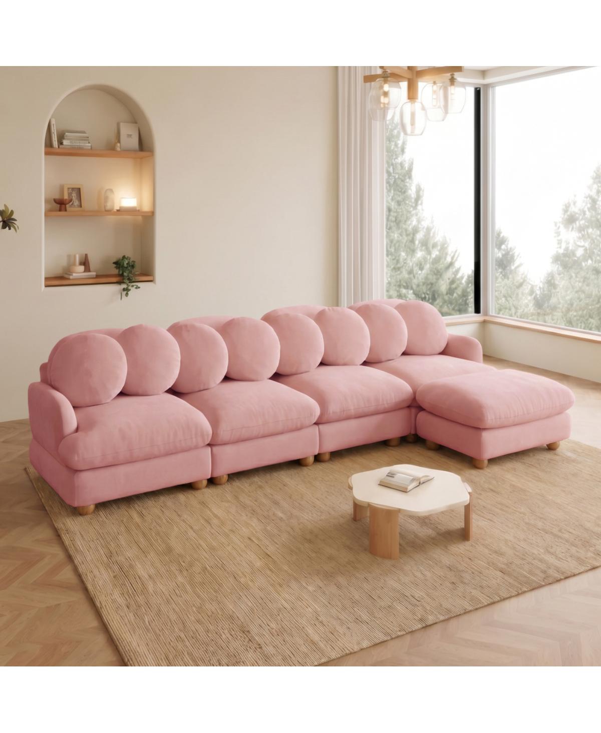 Streamdale Furniture Large 5-Seat Chenille Modular Sectional Sofa with Ottoman