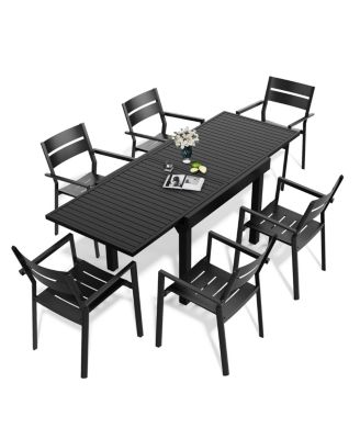 5/7/11-Piece Outdoor All-Aluminum Patio Dining Set with Expandable Table and Stackable Chairs