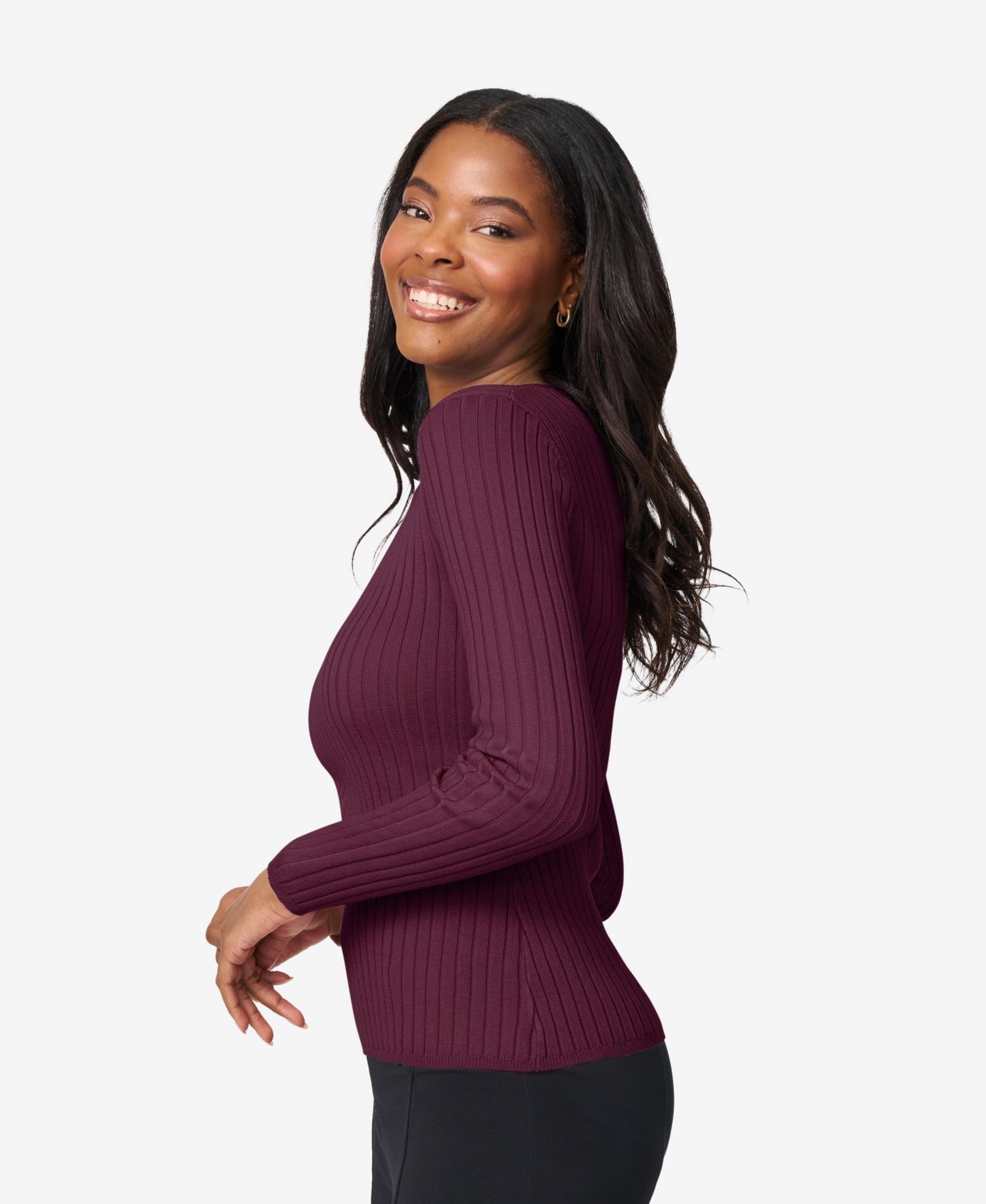 Women's Crewneck Ribbed-Knit Sweater