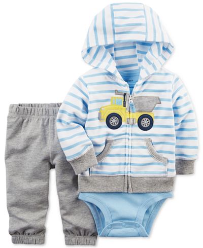 Carter's 3-Pc. Construction Hoodie, Bodysuit & Pants Set, Baby Boys (0-24 months)