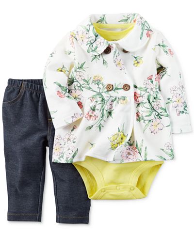 Carter's 3-Pc. Jacket, Bodysuit & Denim Leggings Set, Baby Girls (0-24 months)