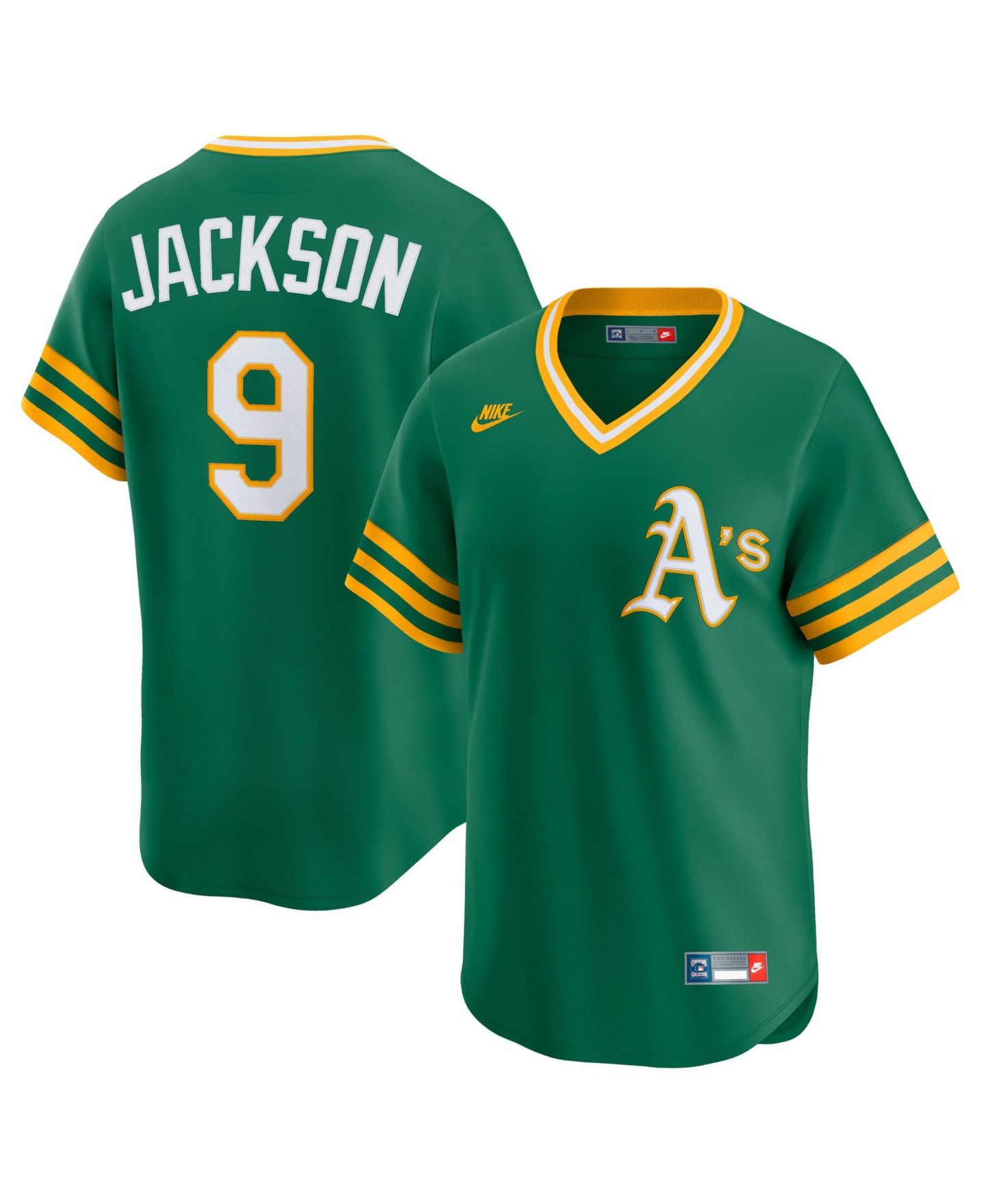 Мужской топ Nike Reggie Jackson Kelly Green Oakland Athletics Cooperstown Collection Limited Jersey — фото 1
