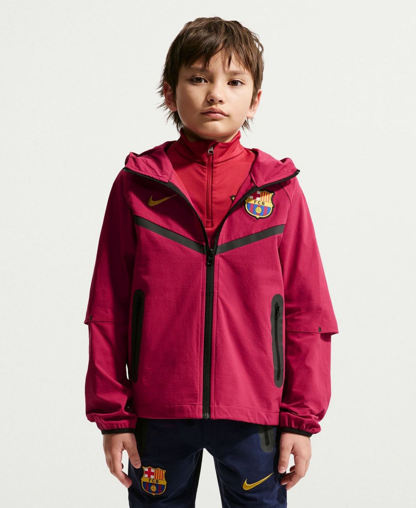 Детская куртка Nike Red Barcelona Tech Woven Raglan Dri-FIT Full-Zip Hooded — фото 1
