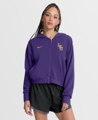 Women's Purple LSU Tigers Mantra Cropped Full-Zip Hoodie