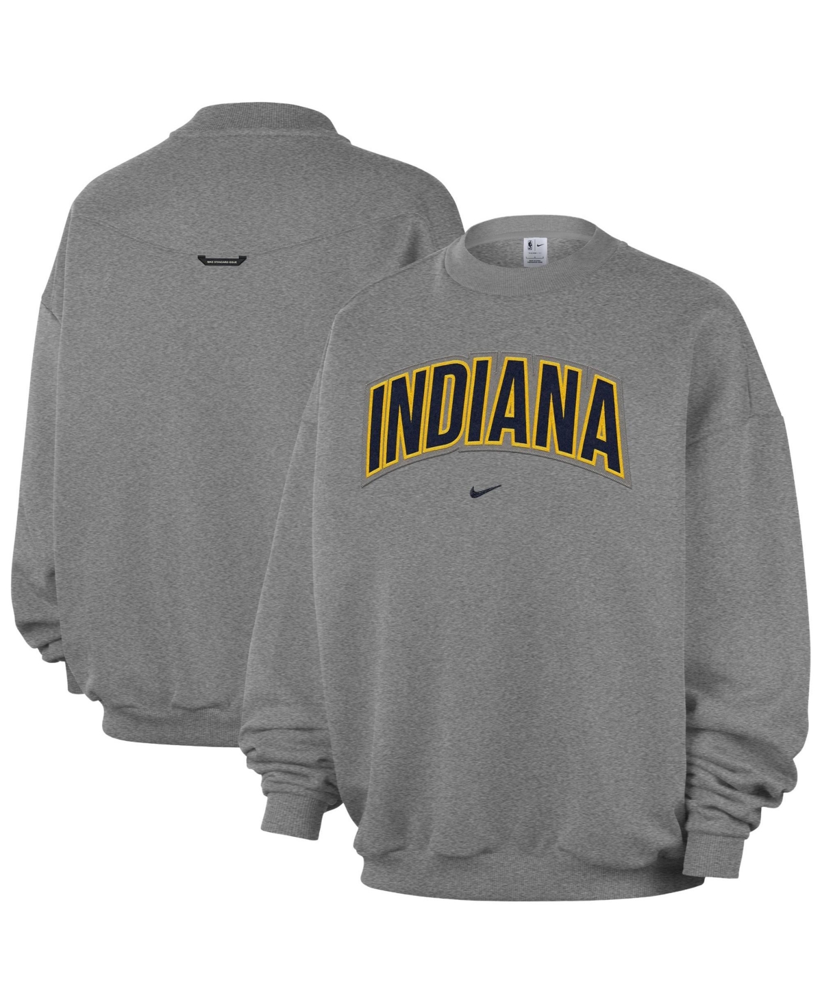 Nike Men's Dark Heather Gray Indiana Pacers Standard Issue Wordmark Fleece Therma-Fit Sweatshirt - Dark Heather Gray