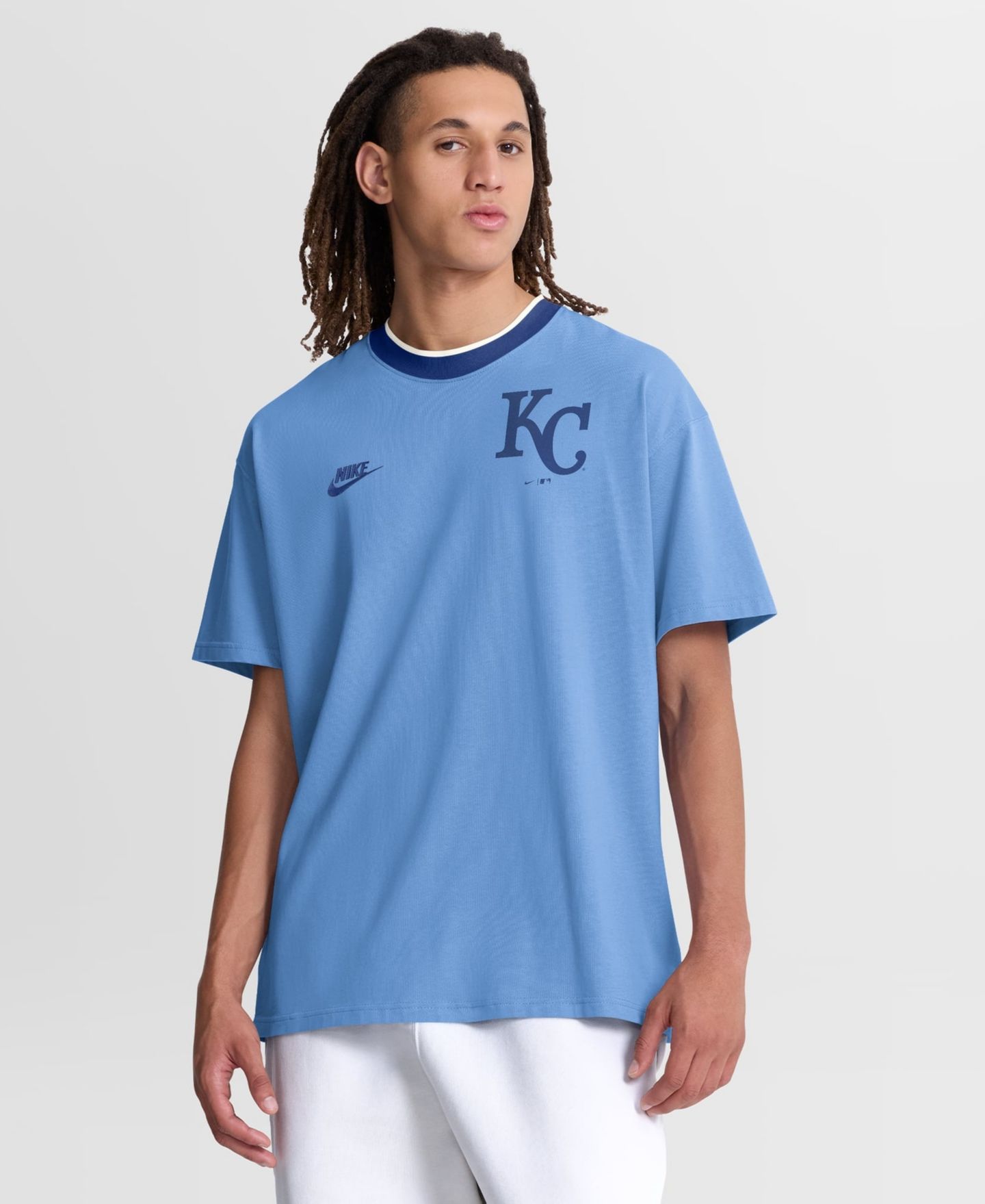 Мужская футболка Nike Light Blue Kansas City Royals Cooperstown Collection Ringer — фото 1