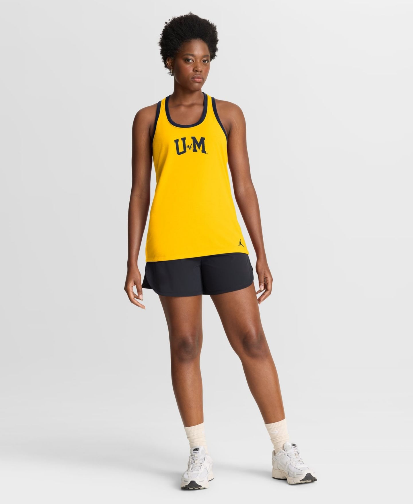 Женский топ Jordan Maize/Navy Michigan Wolverines Tri-Blend Dri-FIT Racerback — фото 4