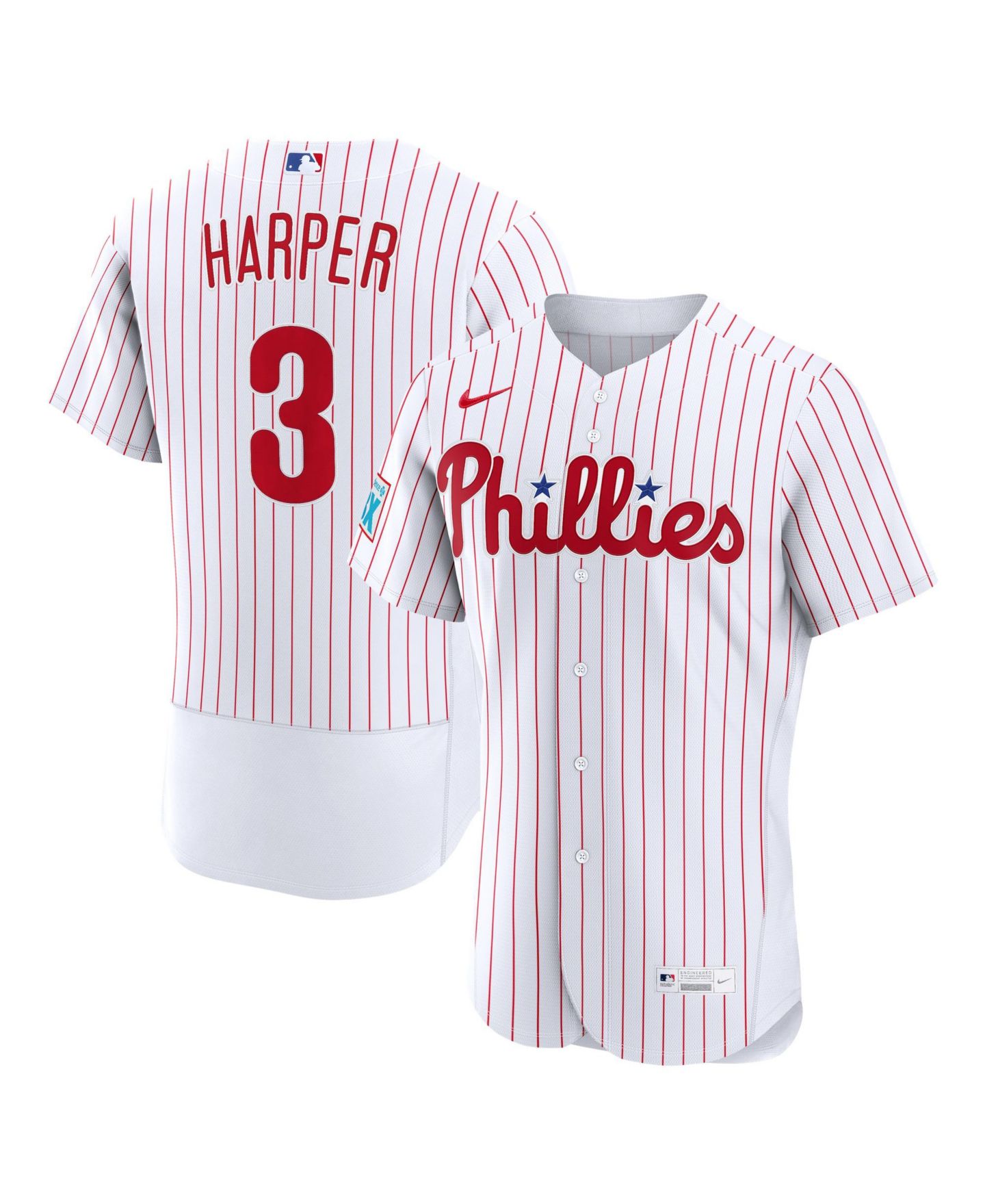 Мужской топ Nike Bryce Harper White Philadelphia Phillies Home Authentic Sponsor Patch Jersey — фото 1