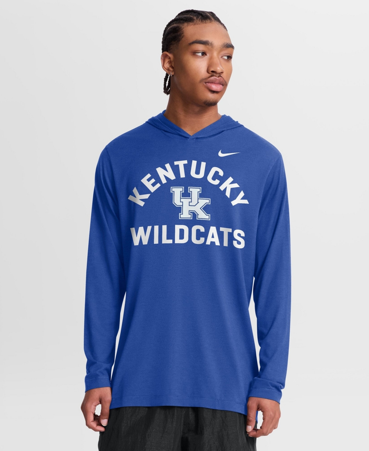 Nike Men's Royal Kentucky Wildcats Primetime Arch Tri-Blend Dri-fit Long Sleeve Hooded T-Shirt