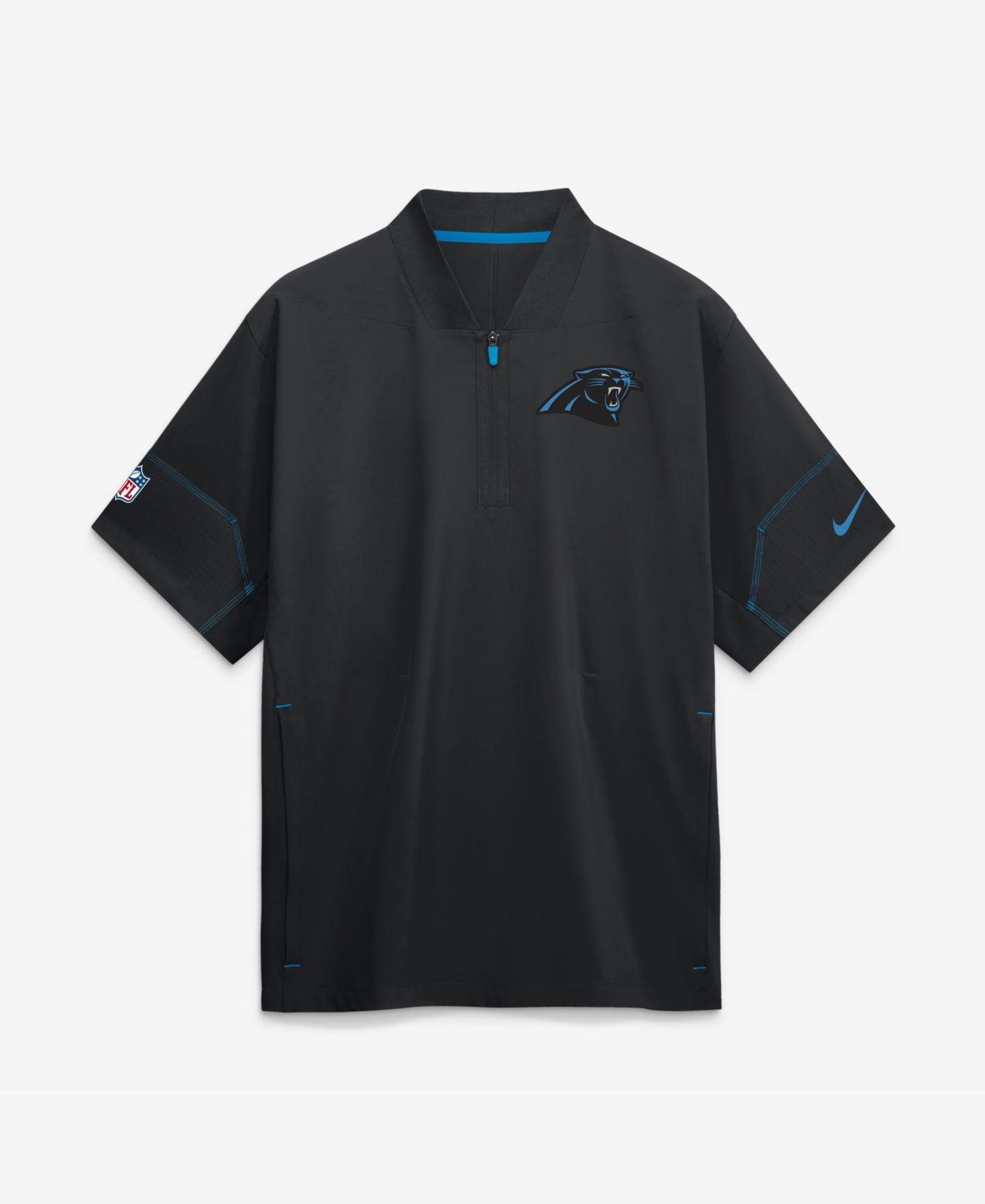 Мужская куртка Nike Black Carolina Panthers Sideline Short Sleeve Quarter-Zip Coaches — фото 1