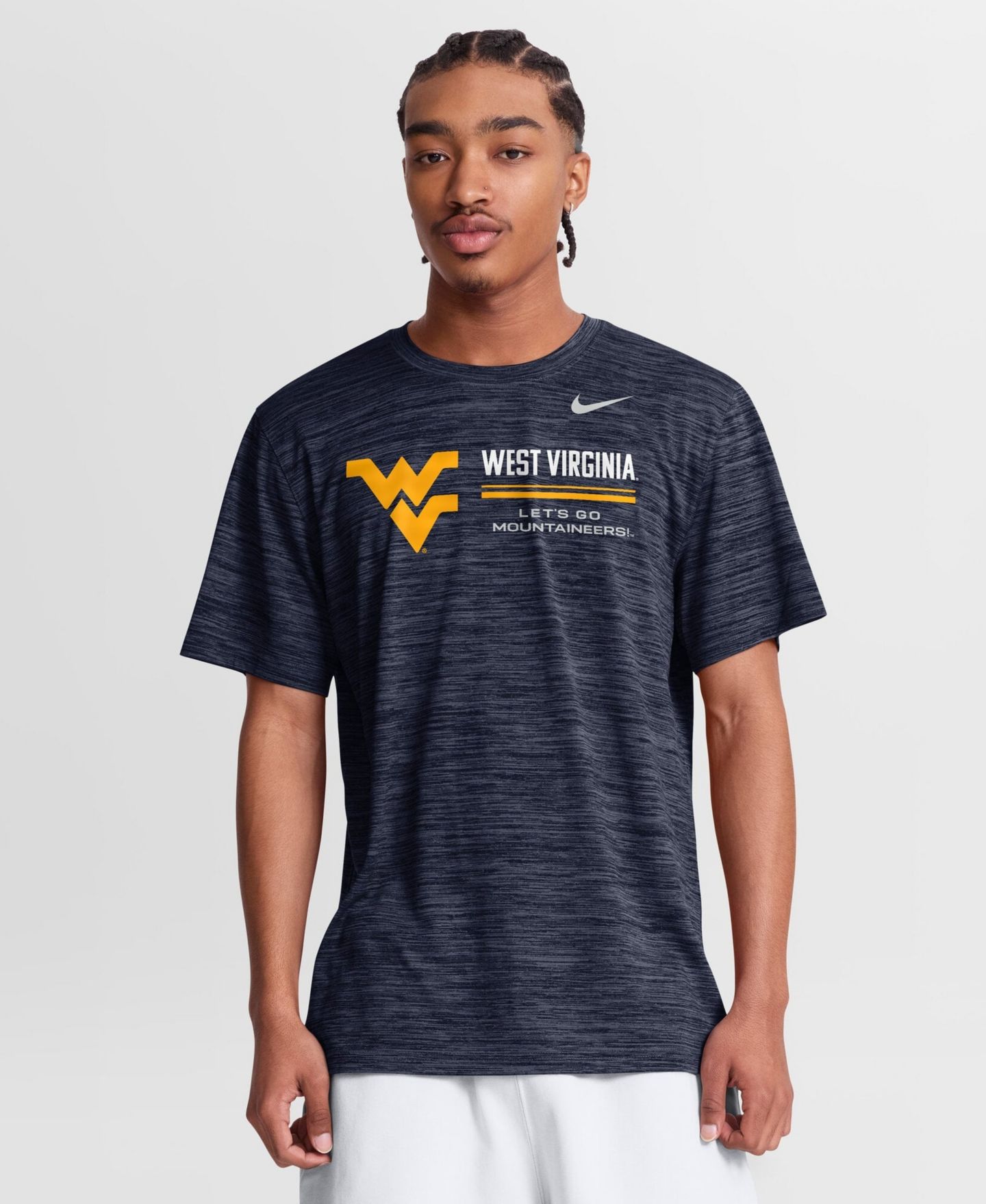 Мужская футболка Nike Navy West Virginia Mountaineers Sideline Velocity Dri-FIT — фото 1