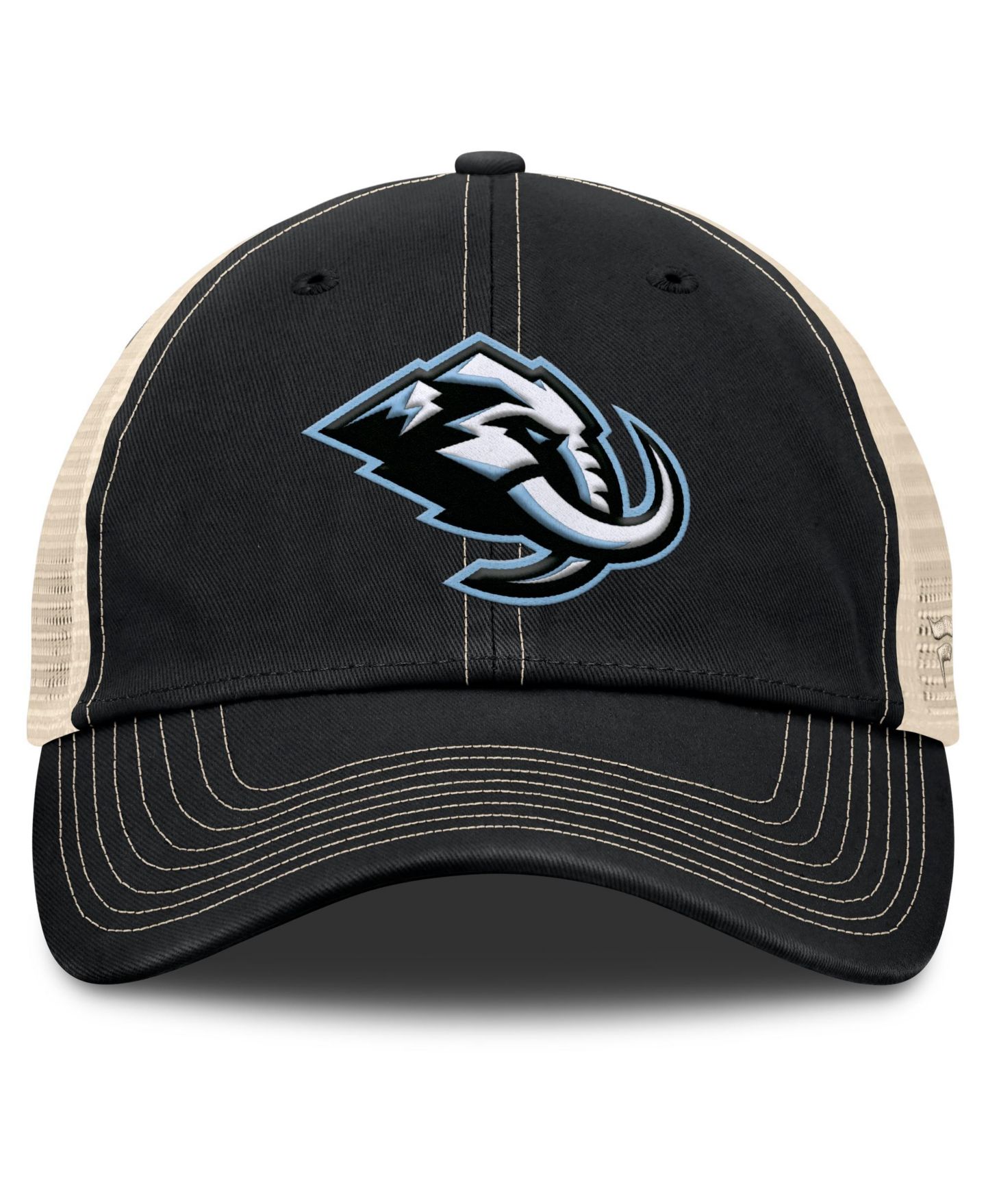 Мужская кепка Fanatics Black/Natural Utah Mammoth Rival Trucker Adjustable Hat — фото 2