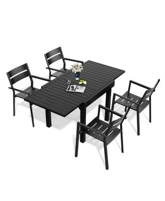 5/7/11-Piece Outdoor All-Aluminum Patio Dining Set with Expandable Table and Stackable Chairs