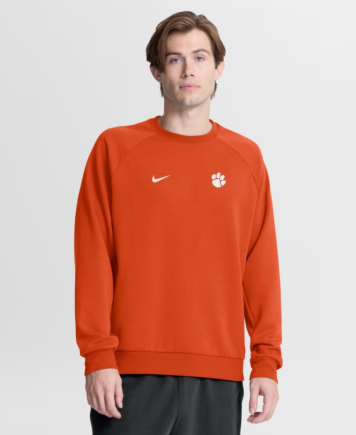 Nike Men's Orange Clemson Tigers Premium Performance Raglan Dri-fit Sweatshirt