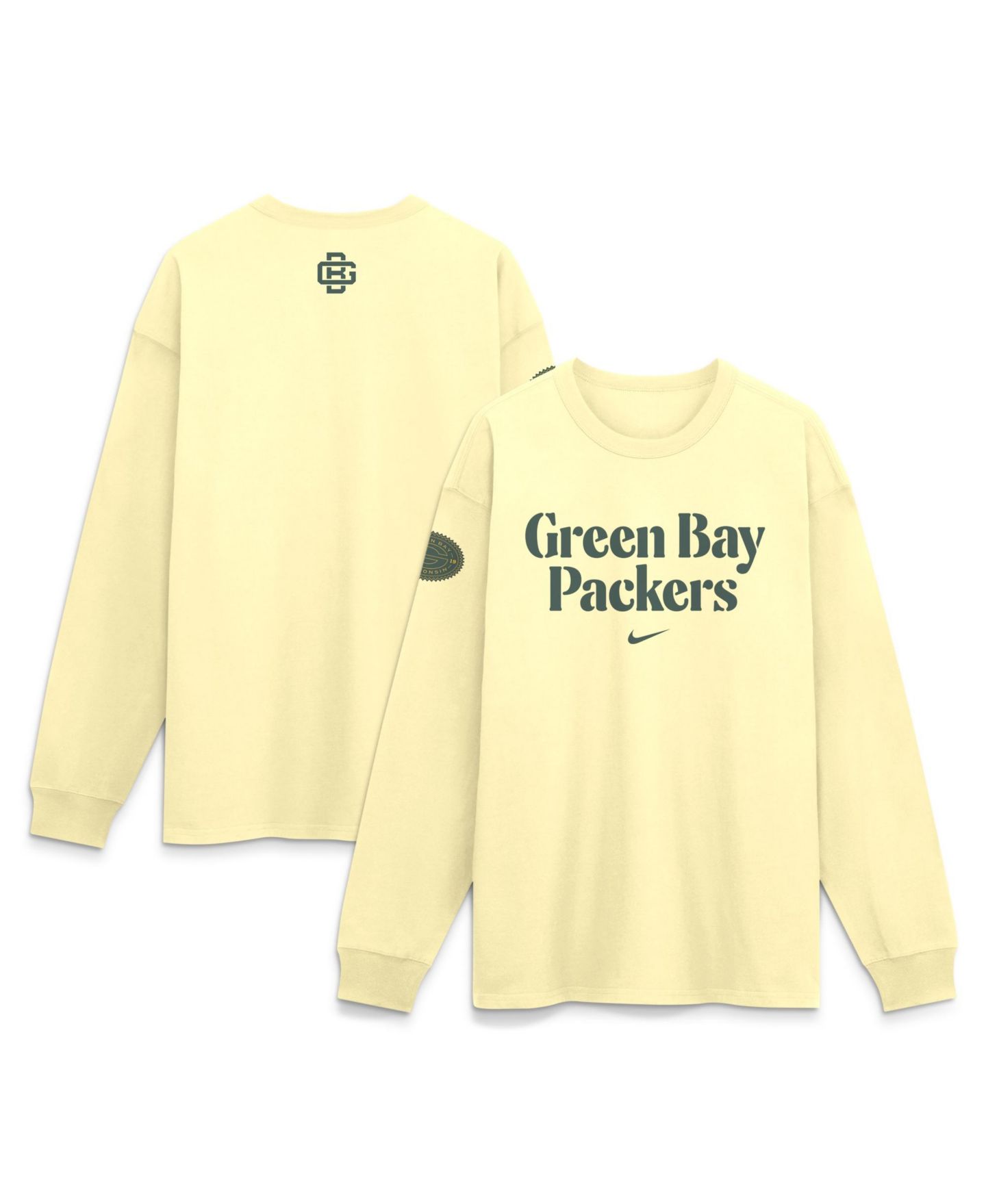Мужская футболка Nike Cream Green Bay Packers 2026 Rivalries Collection Max90 Long Sleeve — фото 1