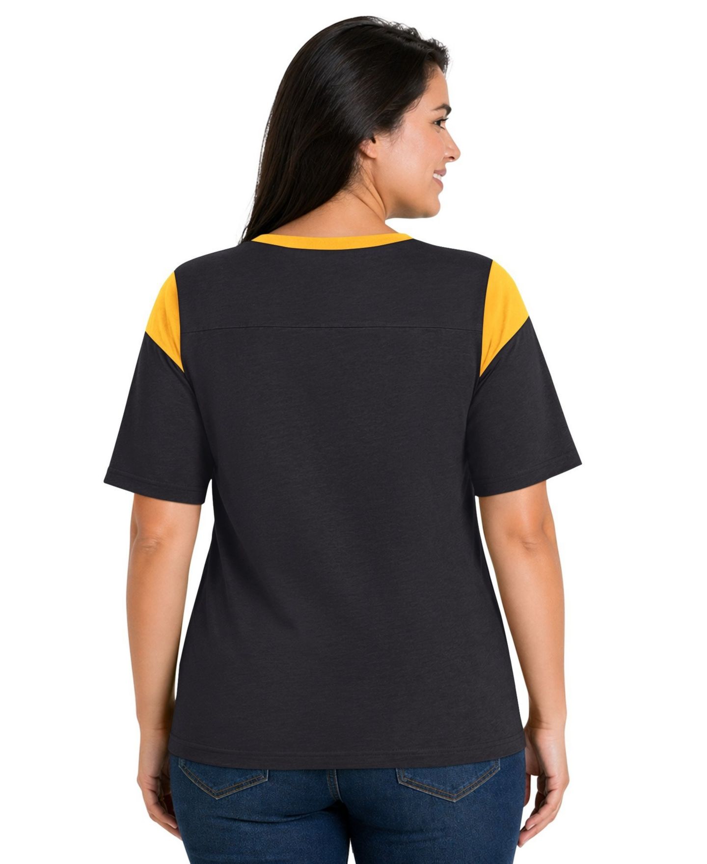 Женская футболка Starter Black Pittsburgh Steelers Plus Size Linebacker Slub — фото 2