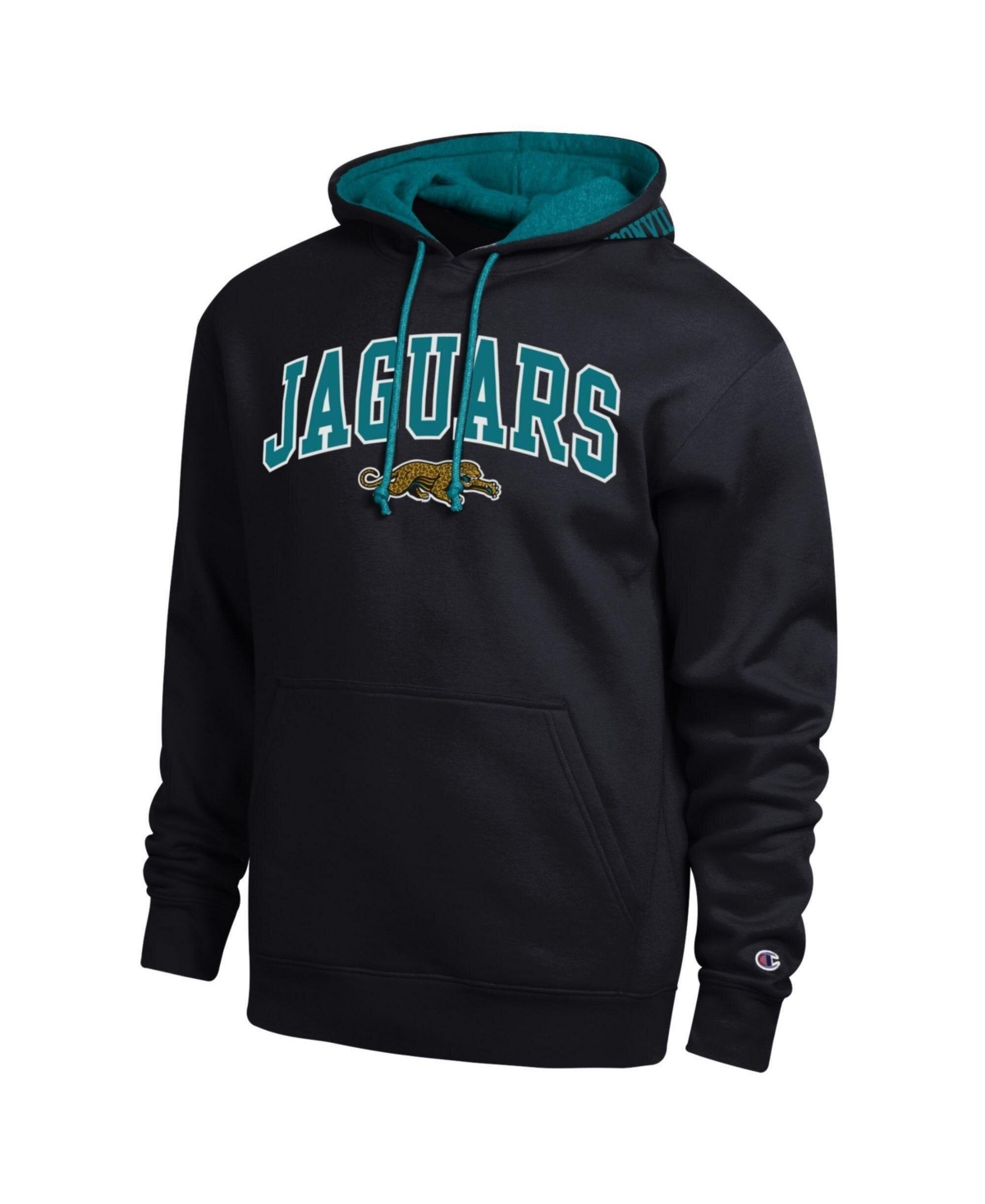 Champion Men's Black/Teal Jacksonville Jaguars Contrast Hoodie